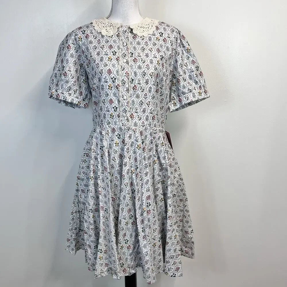 Ivy City Co. Dress size 12 Cambridge In Blue Wildflowers Floral Crochet Lace - Picture 2 of 13